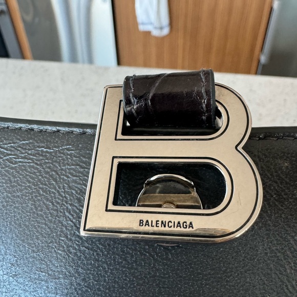 Balenciaga Hourglass Small Handbag Croc Embossed in Gray/Purple - Picture 6 of 7